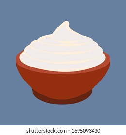 Mascarpone cheese vector illustration on the blue background. Vector illustration