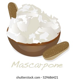Mascarpone cheese vector isolated.