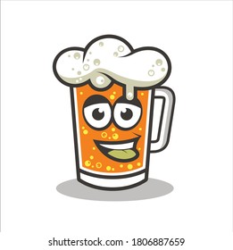 Mascot about a glass of beer.