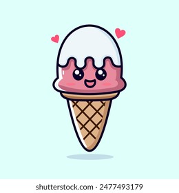 A mascot with an adorable cartoon style is used to strengthen the branding of the ice cream business with an attractive and friendly appearance to attract the attention of children and families.