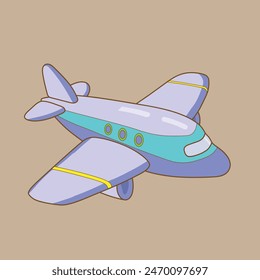 Mascot airplane drawing vector with brown plain background