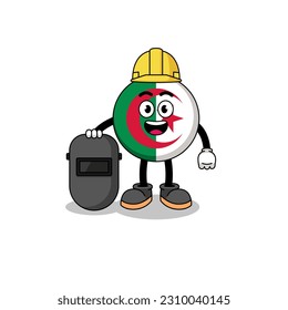 Mascot of algeria flag as a welder , character design