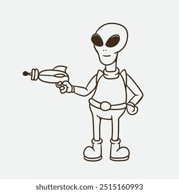 mascot alien good for coloring book, mascot design, element design, etc