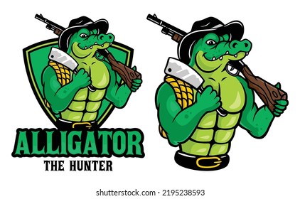 Mascot Alligator crocodile the hunter vector