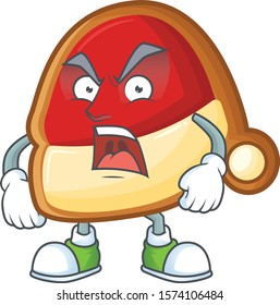 Mascot of angry christmas hat cookies cartoon character design