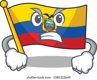 mascot of angry flag ecuador cartoon character style