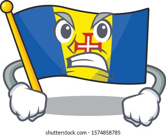 mascot of angry flag madeira cartoon character style