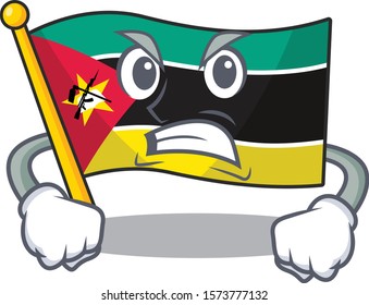 mascot of angry flag mozambique cartoon character style