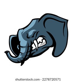 Mascota de un elefante con aspecto enojado