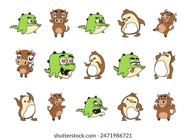 Mascot Animal Illustration Element Set