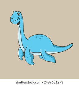 mascot animal plesiosaurus good for sticker, t shirt, kids education, etc