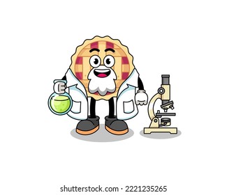 Mascot of apple pie as a scientist , character design