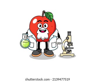 Mascot of apple as a scientist , character design