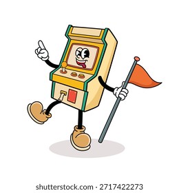Personaje de dibujos animados de la máquina de arcade de la mascota