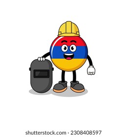 Mascot of armenia flag as a welder , character design