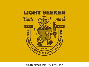 Mascot art illustration design of walking sunflower