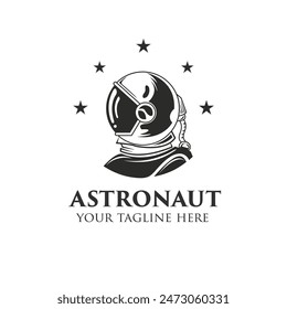 Mascot astronaut logo template in vintage style.Vector illustration