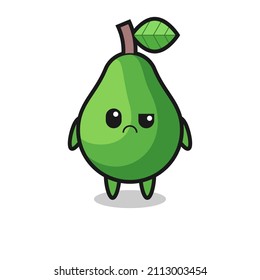 the mascot of the avocado with sceptical face , cute style design for t shirt, sticker, logo element