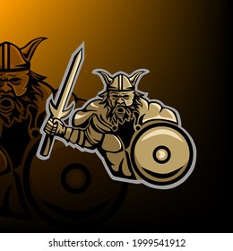 Mascot Badge Viking Sports Team Logo Design Template