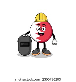 Mascot of bahrain flag as a welder , character design