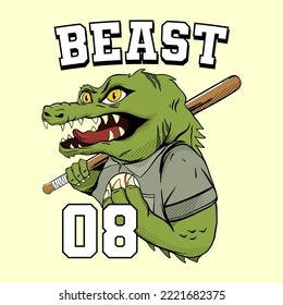 mascot baseball crocodile isolated white background
