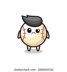 la mascota del béisbol con cara escéptica, diseño de estilo lindo para camiseta, pegatina, elemento logotipo