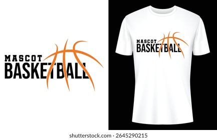Mascot Basketball Team T-shirt Design featuring a stylized basketball graphic ideal for sports teams and apparel businesses.