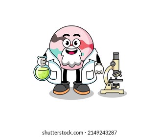 Mascot of bath bomb as a scientist , character design