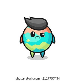 la mascota de las bombas de baño con cara escéptica, diseño de estilo lindo para camiseta, pegatina, elemento logo