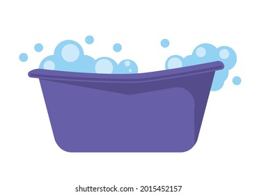 mascot bath with bubbles on white background