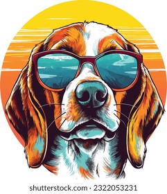 Mascot Beagle Dog Wearing sunglasses nice background