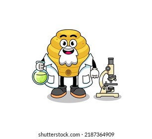 Mascot of bee hive as a scientist , character design