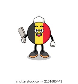Mascot of belgium flag as a butcher