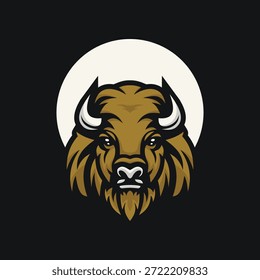 ilustração do logotipo da cabeça de bisão mascote