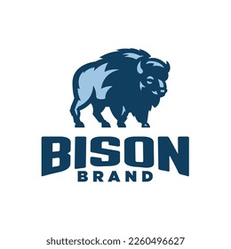 Mascot bison vector logo. Illustrative buffalo logo.