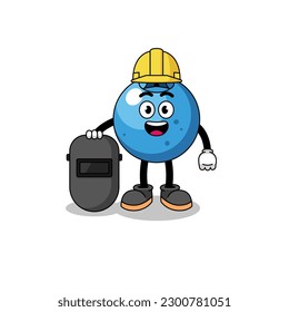 Mascot of blueberry as a welder , character design