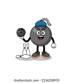 Mascot of bomb as a bowling player , character design