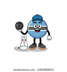 Mascota de botswana como jugador de boliche, diseño de personajes