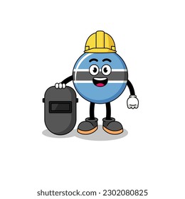 Mascot of botswana as a welder , character design