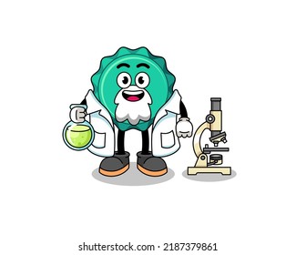 Mascota de la tapa de la botella como científico, diseño de carácter