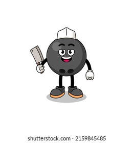 Mascot of bowling ball as a butcher , character design