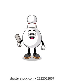 Mascot of bowling pin as a butcher , character design