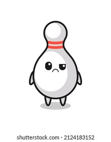 the mascot of the bowling pin with sceptical face , cute style design for t shirt, sticker, logo element