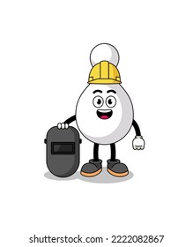 Mascot of bowling pin as a welder , character design