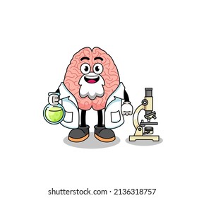Mascot of brain as a scientist , character design