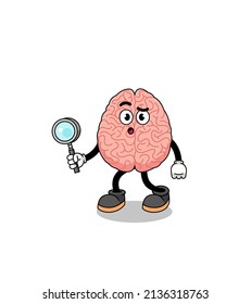 Mascot of brain searching , character design