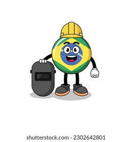 Mascot of brazil flag as a welder , character design