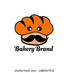 mascot bread mustache logo design,bread logo brand