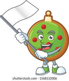 Mascot a bring flag in christmas ball cartoon.