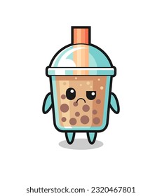 the mascot of the bubble tea with sceptical face , cute style design for t shirt, sticker, logo element